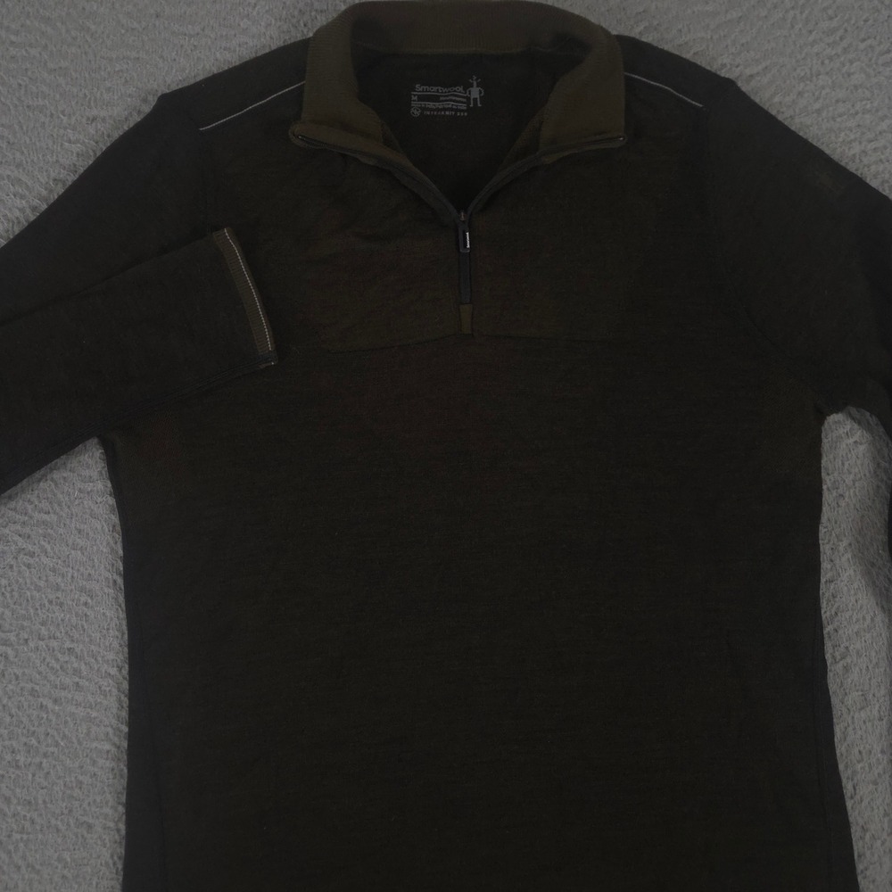 Smartwool Pullover Mens Medium Green Intraknit Thermal Max Merino 1/4 Zip Wool